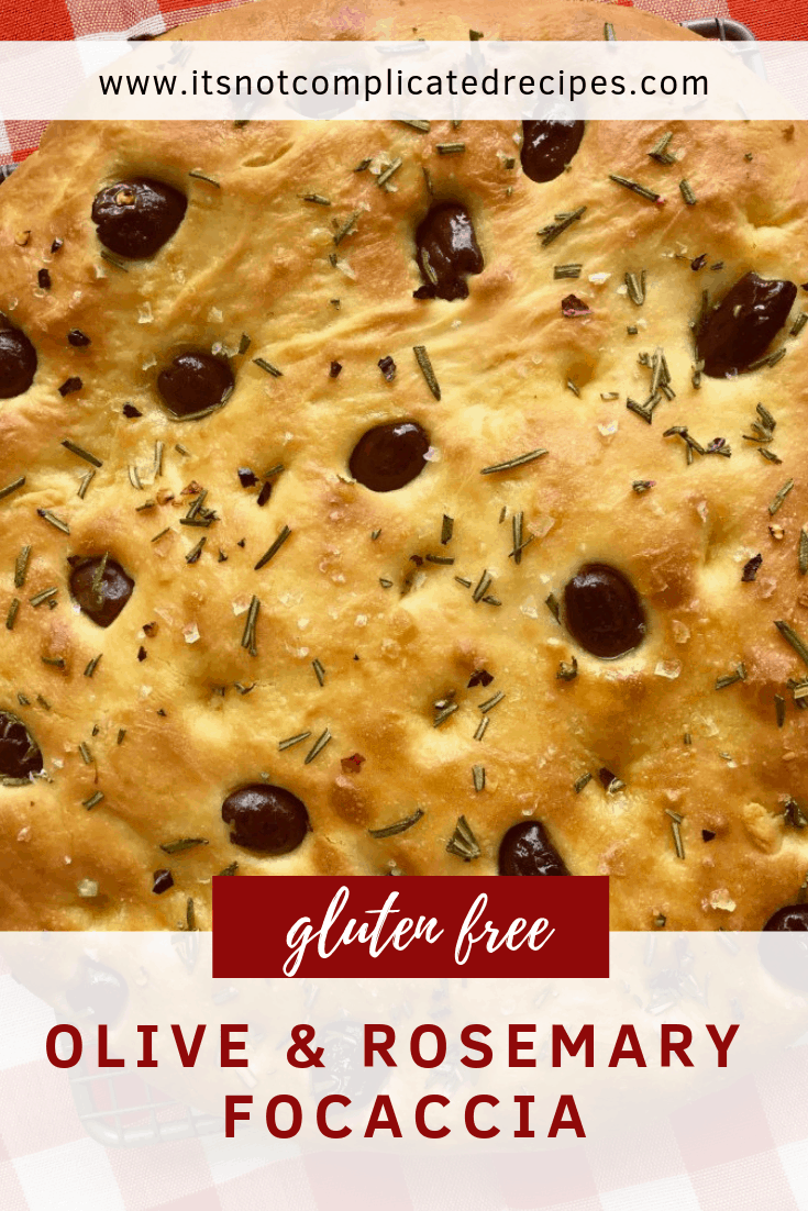 Gluten Free Olive and Rosemary Focaccia | It's Not Complicated Recipes #glutenfree #glutenfreebread #focaccia #sides #easyrecipes