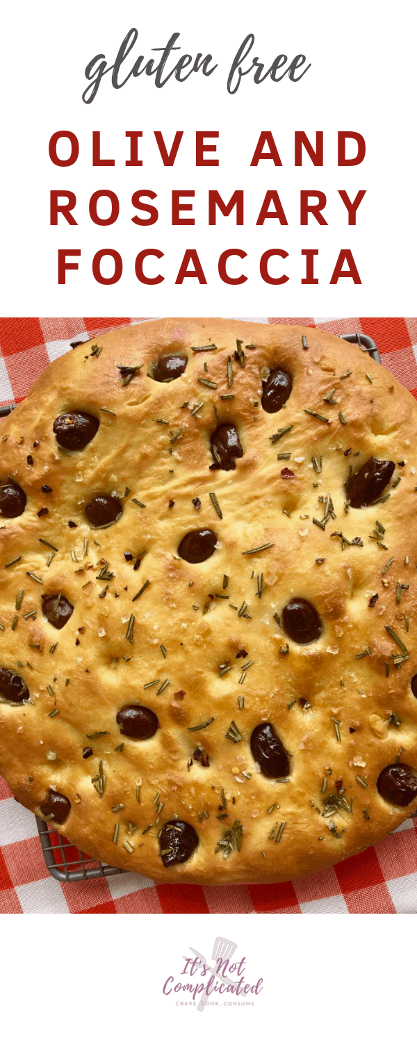 Gluten Free Olive and Rosemary Focaccia | It's Not Complicated Recipes #glutenfree #glutenfreebread #focaccia #sides #easyrecipes