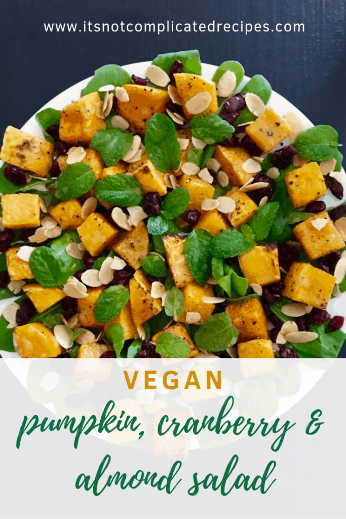 Vegan Pumpkin, Cranberry and Almond Salad - It's Not Complicated Recipes #vegan #pumpkin #salad #easyrecipes #cranberry #almond #vegetarian