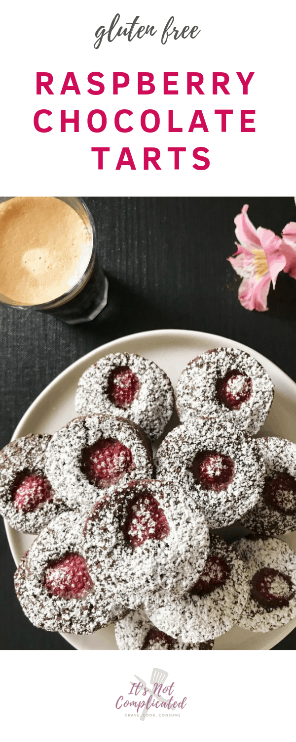 Gluten Free Chocolate Raspberry Tarts - It's Not Complicated Recipes #tarts #raspberry #chocolate #sweet #sweettreats #dessert