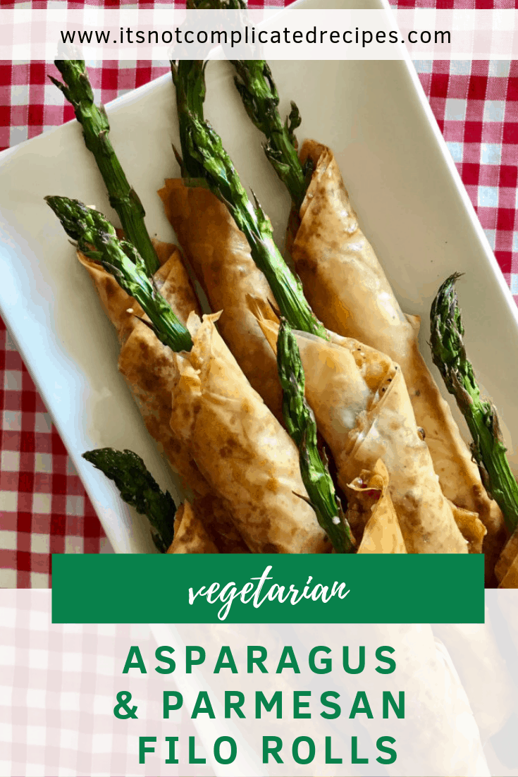 Vegetarian Asparagus and Parmesan Filo Rolls - It's Not Complicated Recipes #asparagus #filorolls #pastry #sides #canapes #appetisers #partyfood