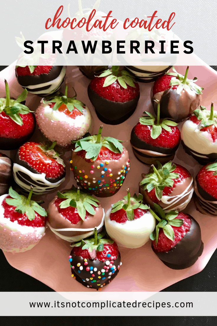 Chocolate Coated Strawberries - It's Not Complicated Recipes #strawberries #fruit #fruitdessert #dessert #valentinesday #chocolate #chocolatecoated #chocolaterecipes #dessertideas #easyrecipes