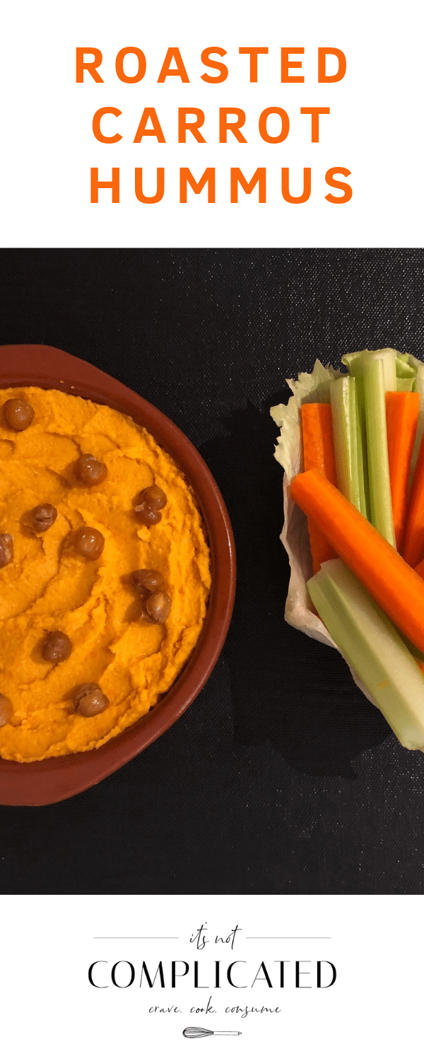 Roasted Carrot Hummus - It's Not Complicated Recipes #dip #hummus #houmous #glutenfree #partyfood #crudites #easyrecipes #carrots #vegetables #vegetarian