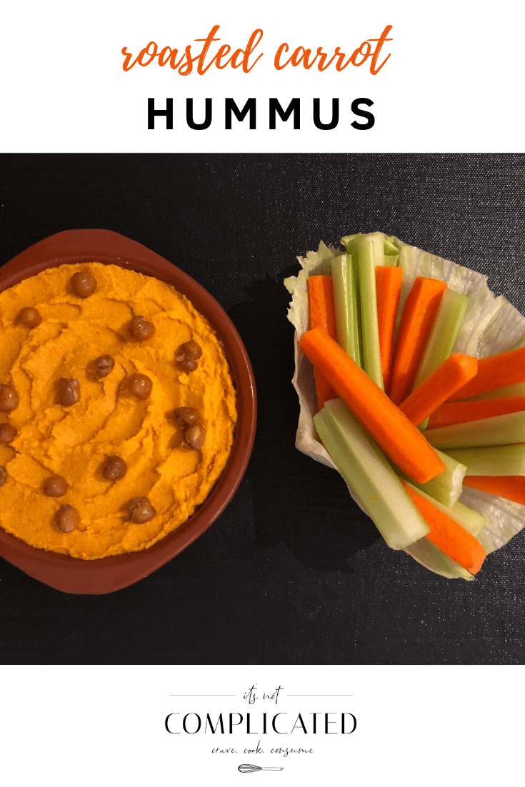 Roasted Carrot Hummus - It's Not Complicated Recipes #dip #hummus #houmous #glutenfree #partyfood #crudites #easyrecipes #carrots #vegetables #vegetarian