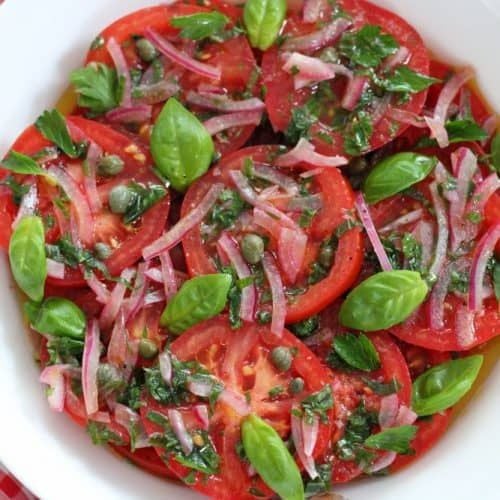 Food and Flowers: June Tomato Salad, Herbs and Country Flowers