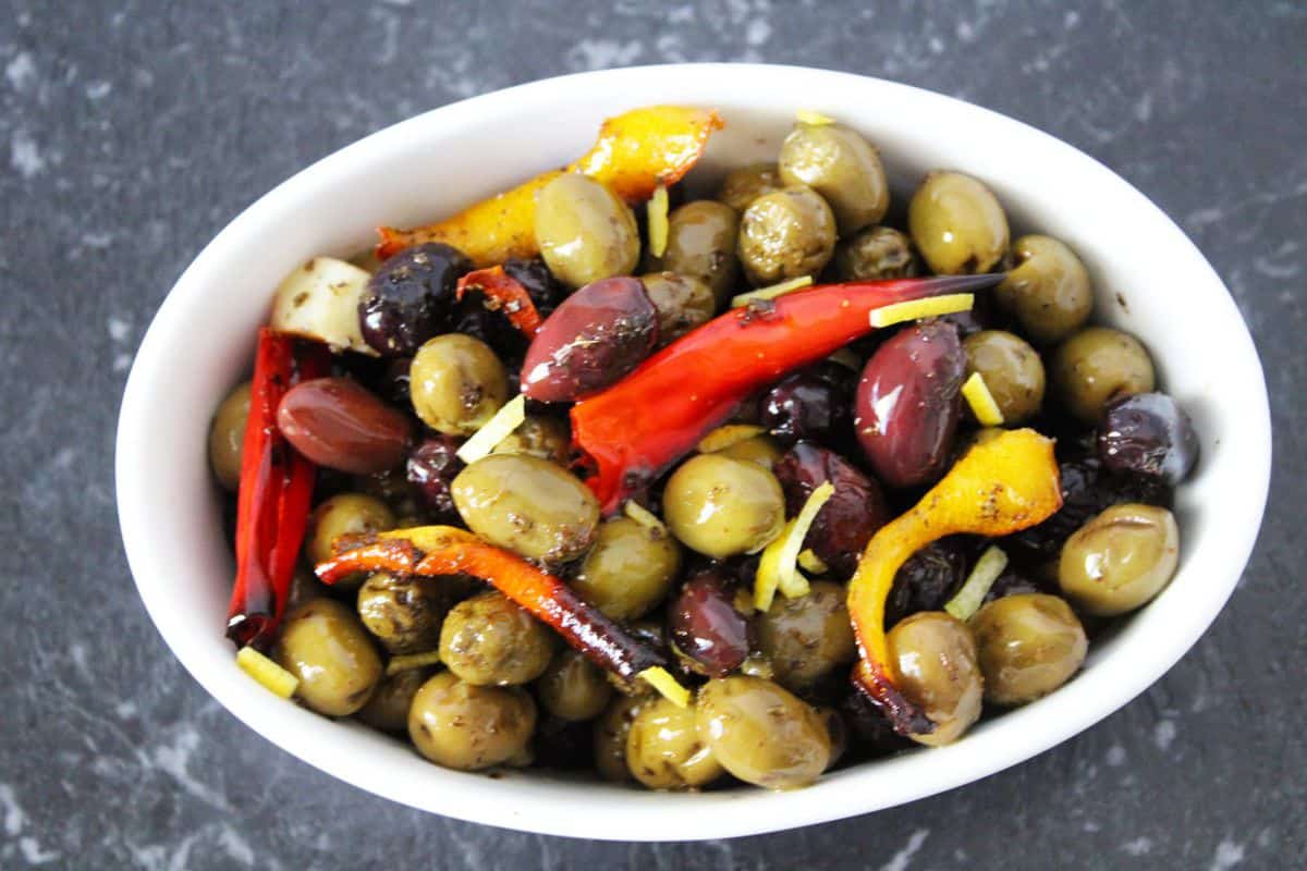 Roasted Mediterranean Olives. A recipe by It's Not Complicated Recipes.