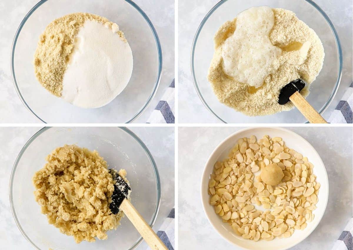 Process Shots of Gluten-Free Almond Cookies.