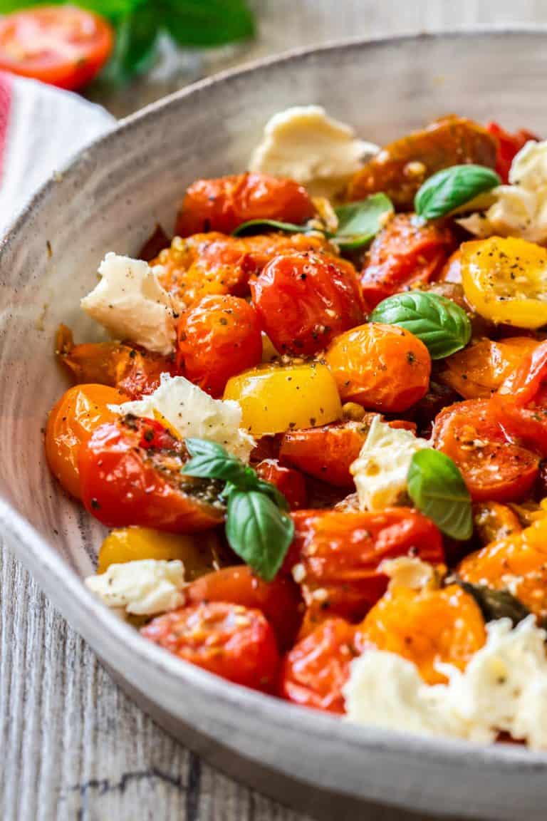 Roasted Cherry Tomato Caprese Salad - It's Not Complicated Recipes