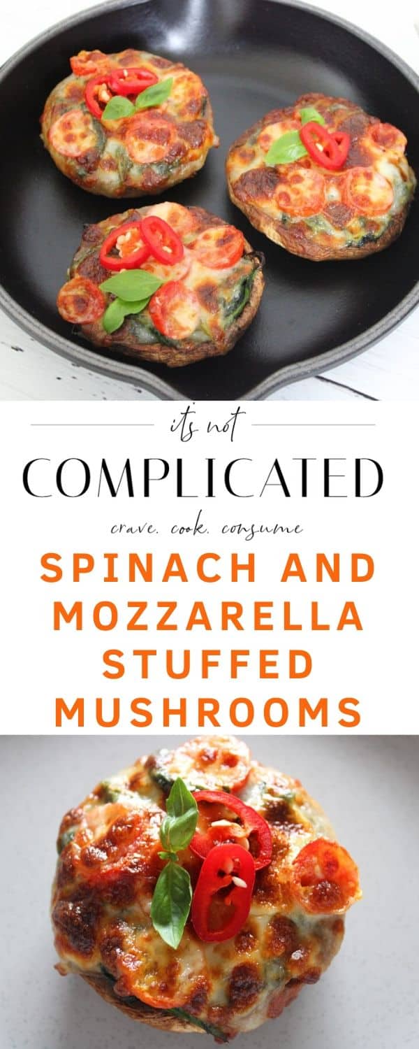 Spinach and Mozzarella Stuffed Mushrooms - It's Not Complicated Recipes