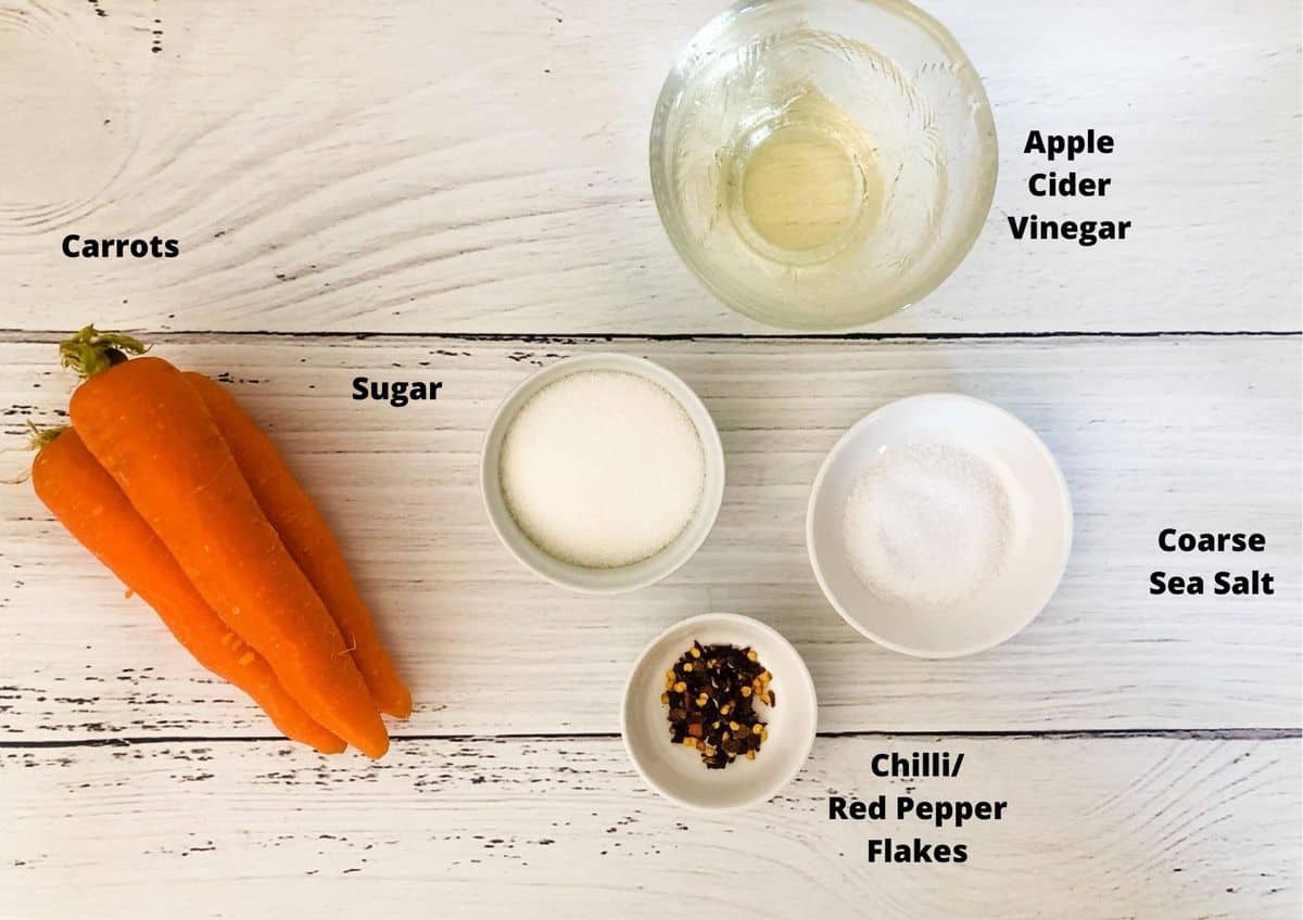 ingredients in this recipe on a white timber background.