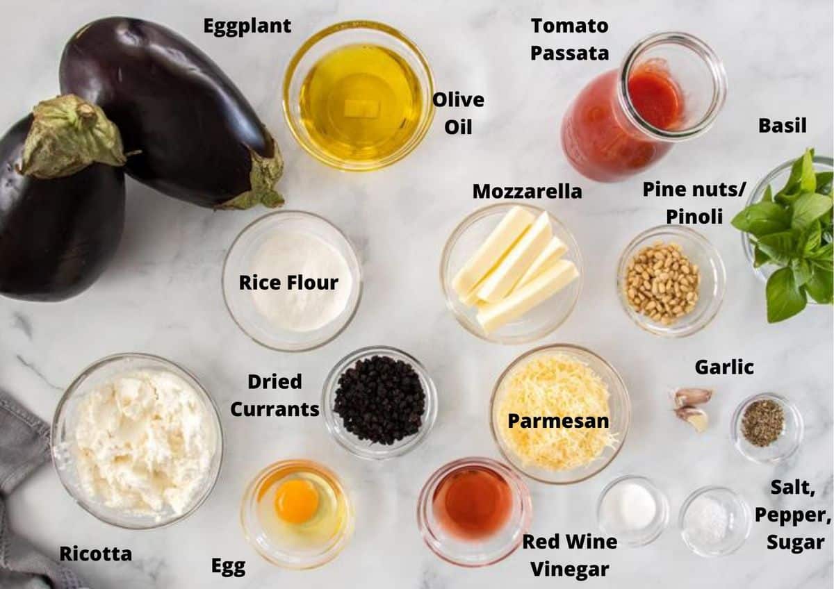 ingredients in this recipe on a marble bench top.