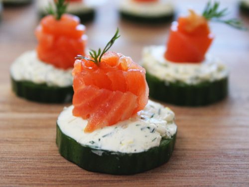 Smoked Salmon Appetizer with Cucumber and Lemon Dill Cream Cheese