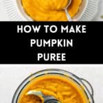 Pinterest image with photos of Pumpkin Puree.