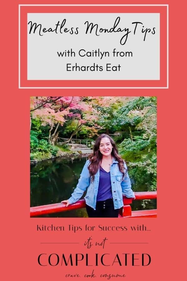 pinterest image with photo of Caitlyn for Kitchen Tips