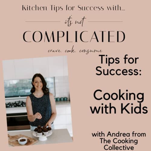 poster of cooking with kids, image of guest blogger and text overlay.