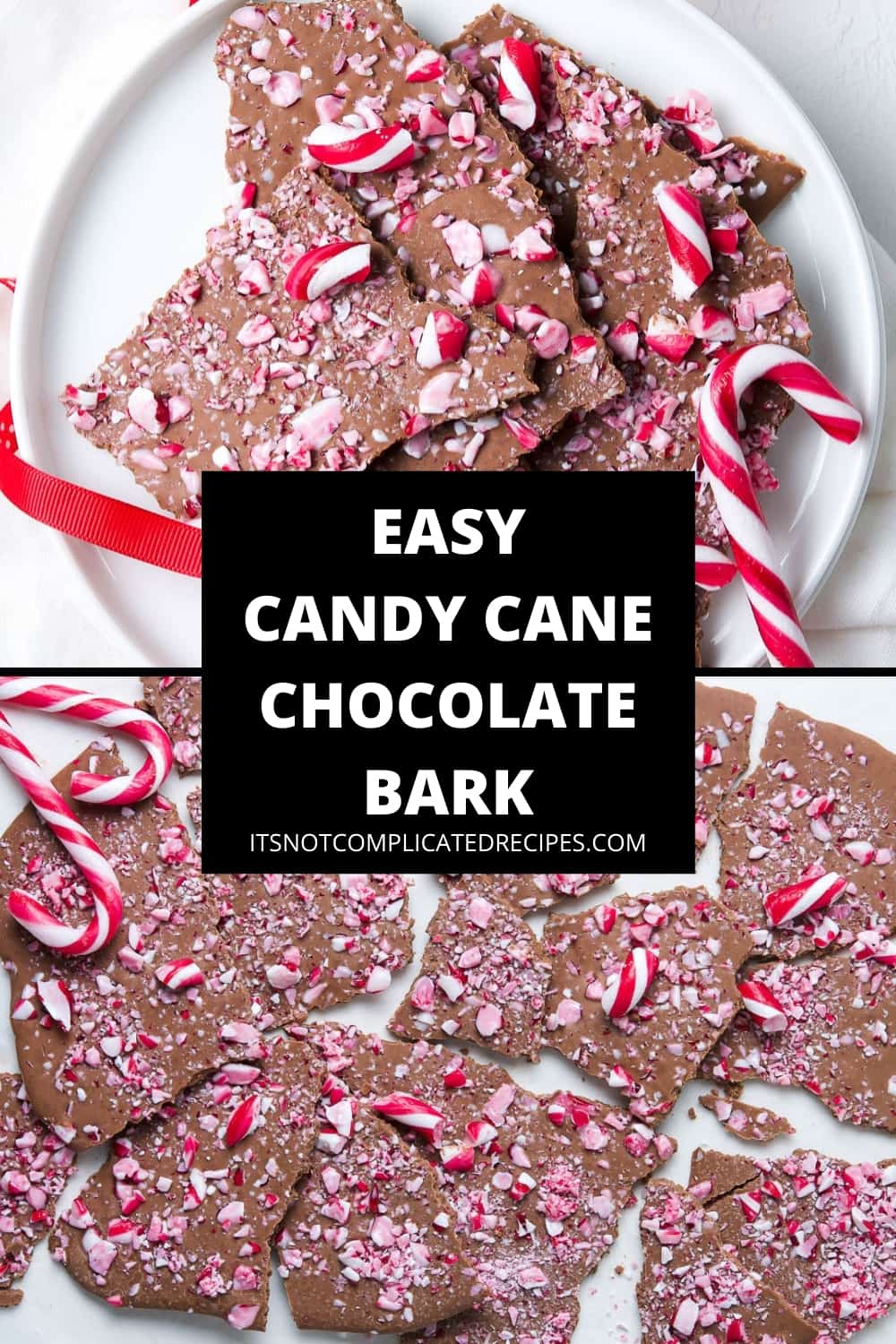 Candy Cane Chocolate Bark - It's Not Complicated Recipes