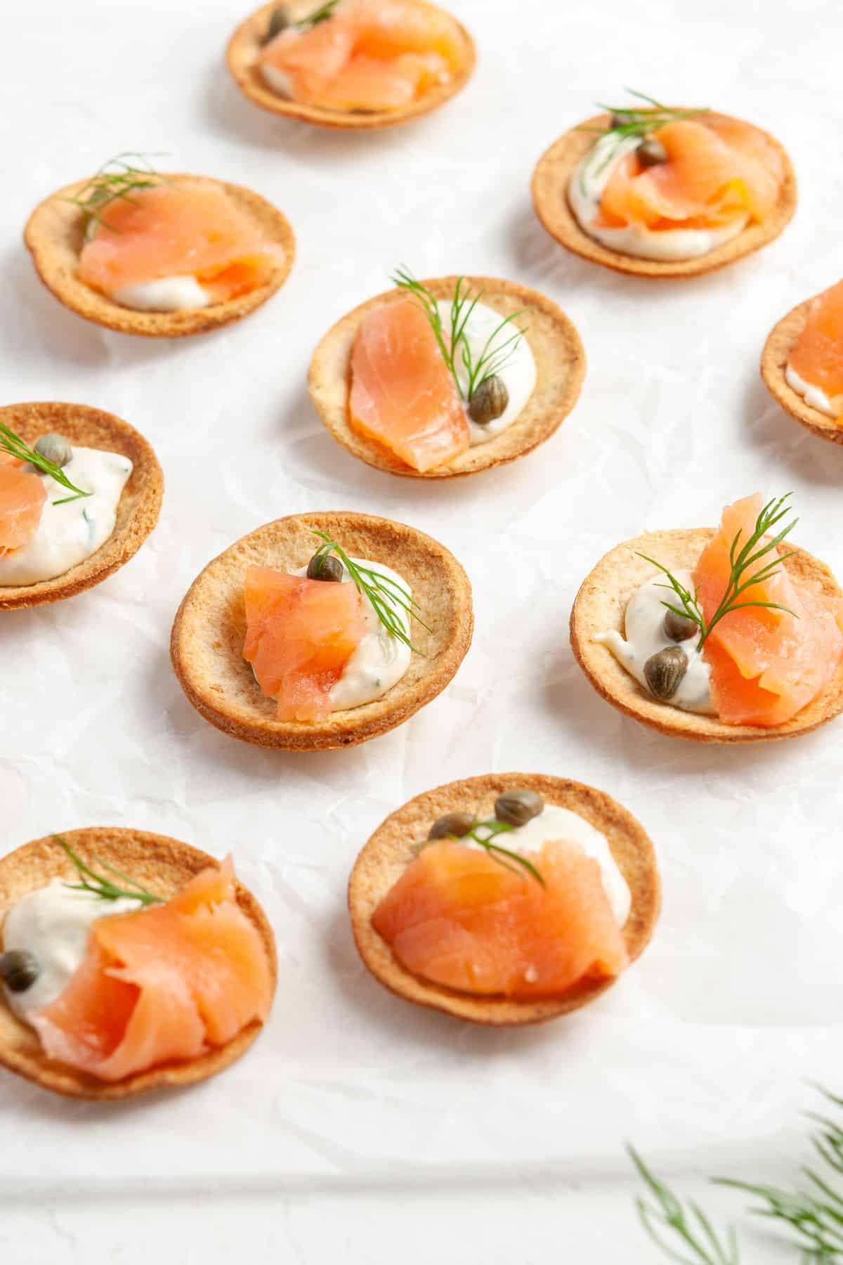 Gluten Free Tartlets with Hot Smoked Salmon and Cream Cheese