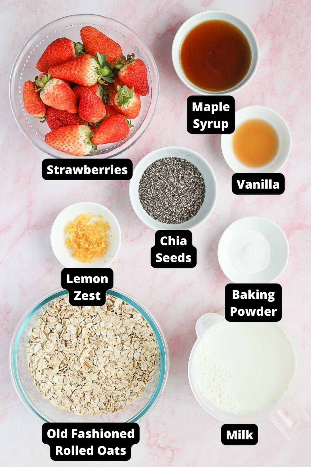 Ingredients in this recipe on a pink marble background.