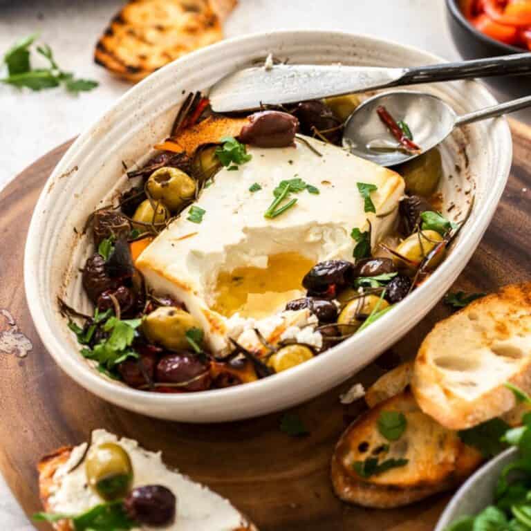 Baked Feta Cheese With Olives - It's Not Complicated Recipes