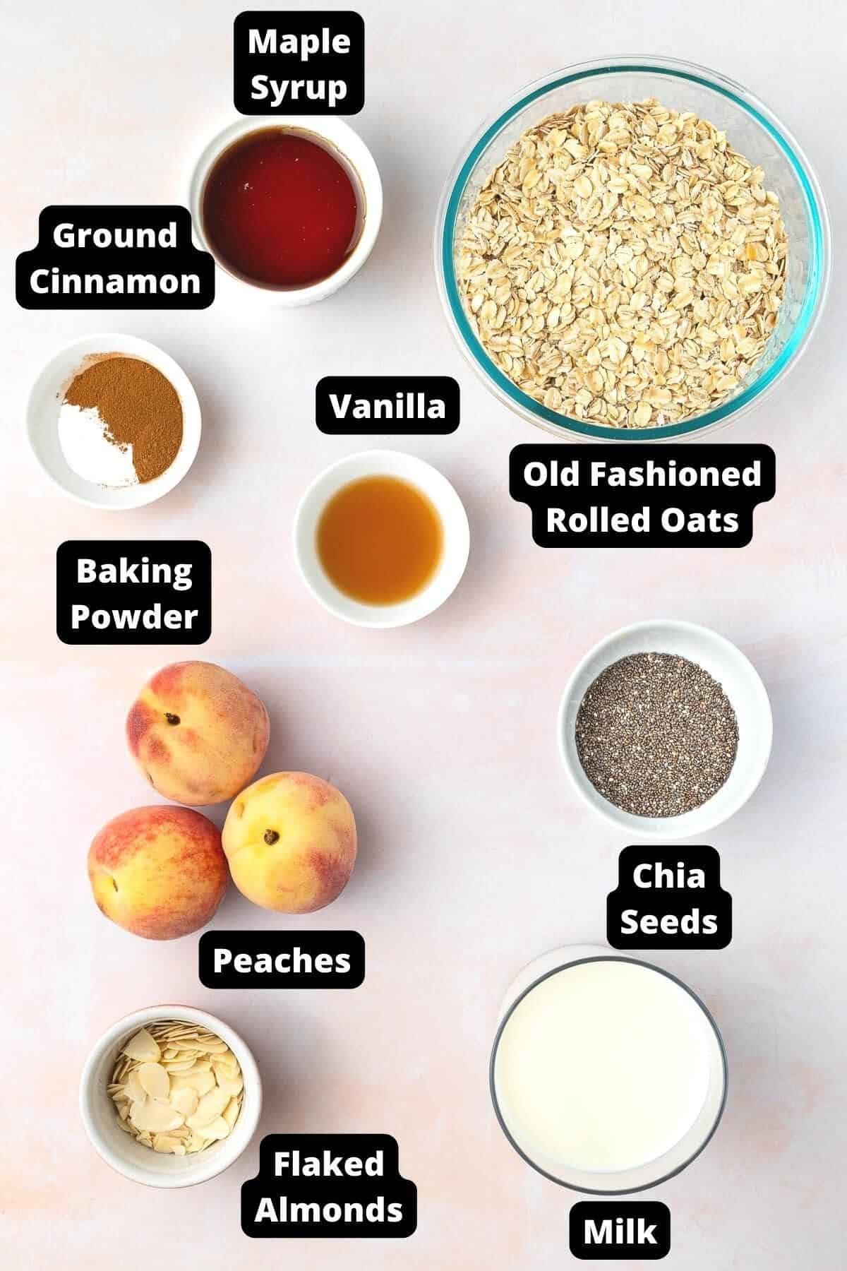 Ingredients in this recipe on a pink and white background.