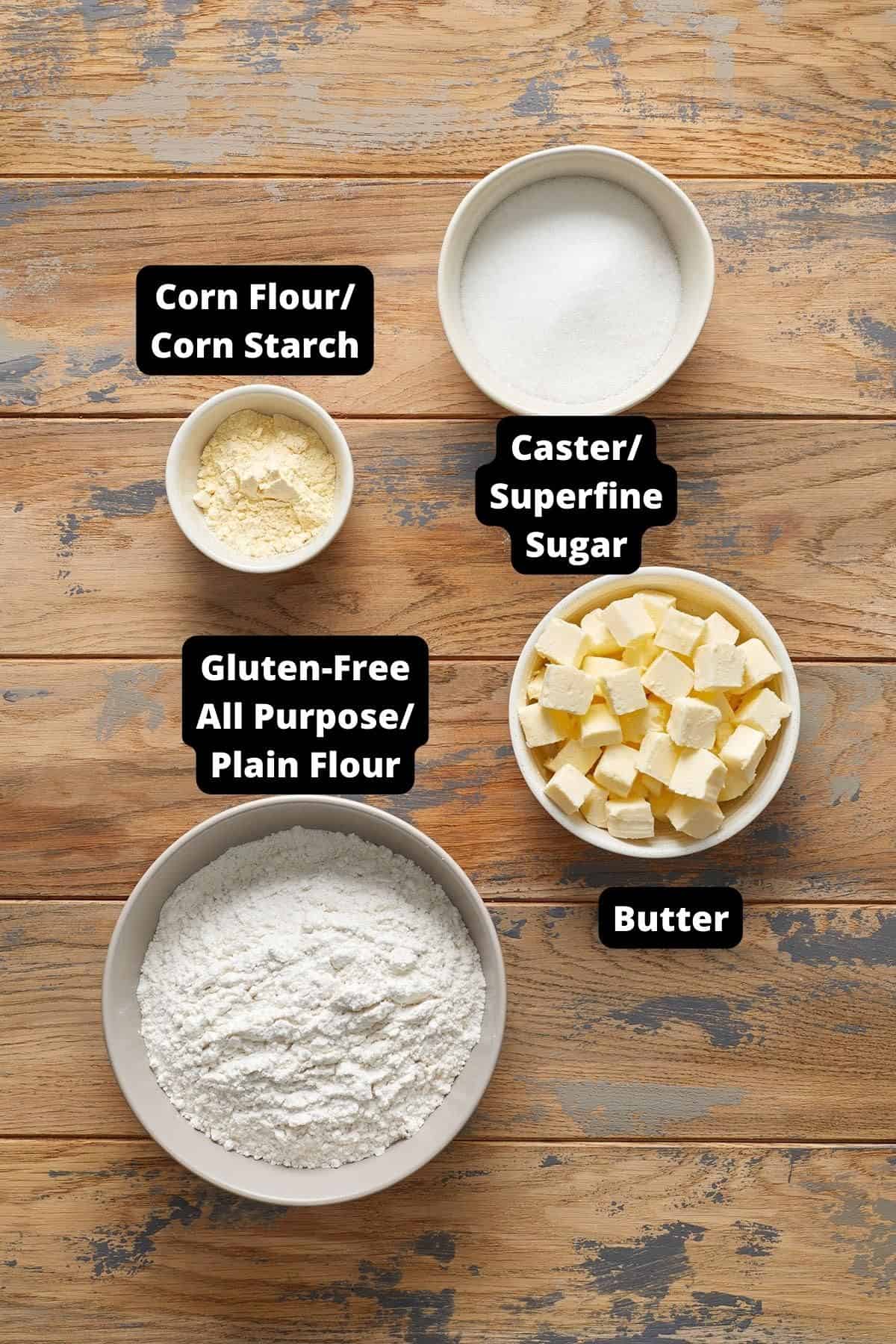 Ingredients in this recipe on a wooden background.