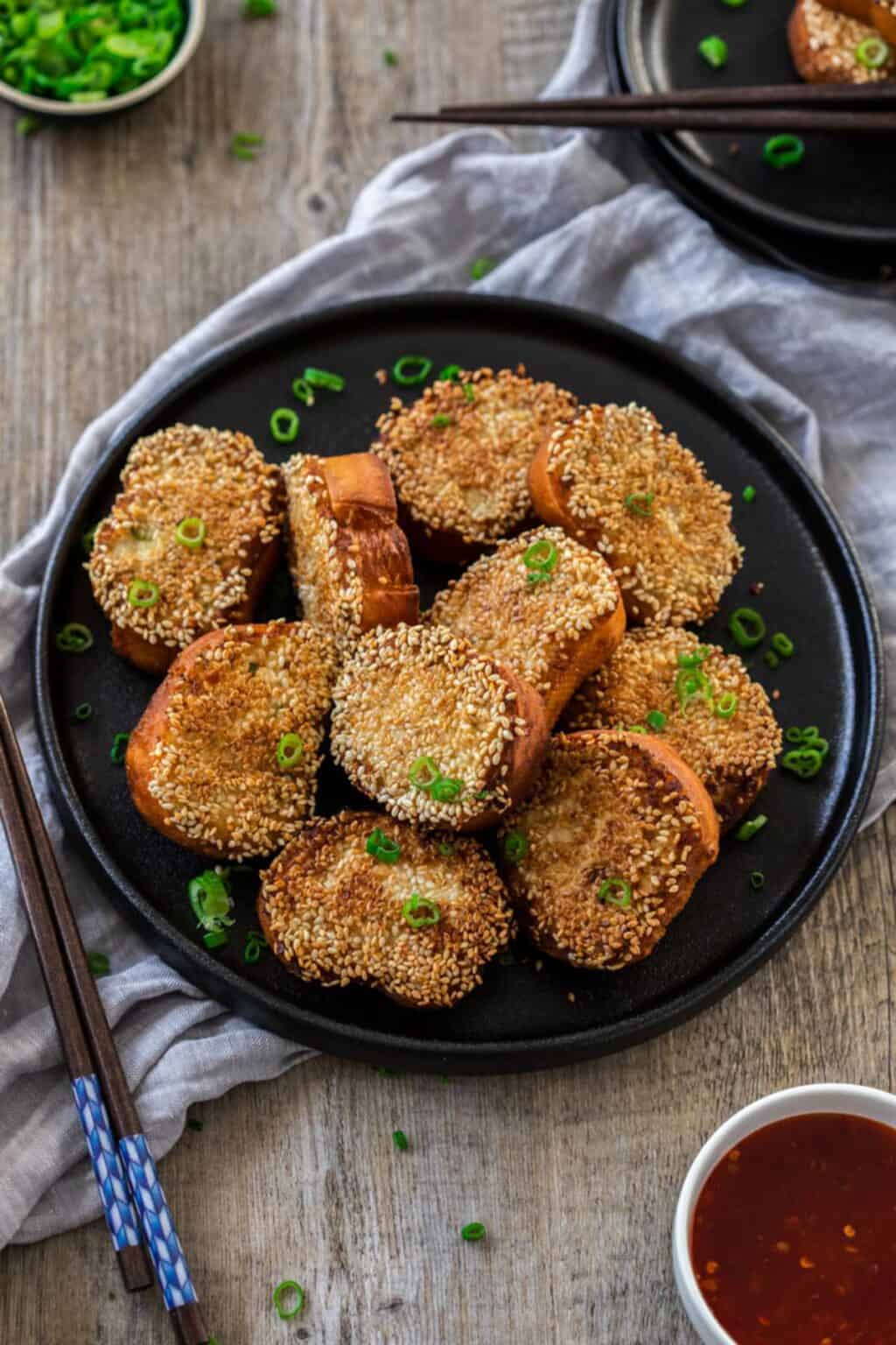 Tofu Sesame Toasts - Vegan Appetiser - It's Not Complicated Recipes