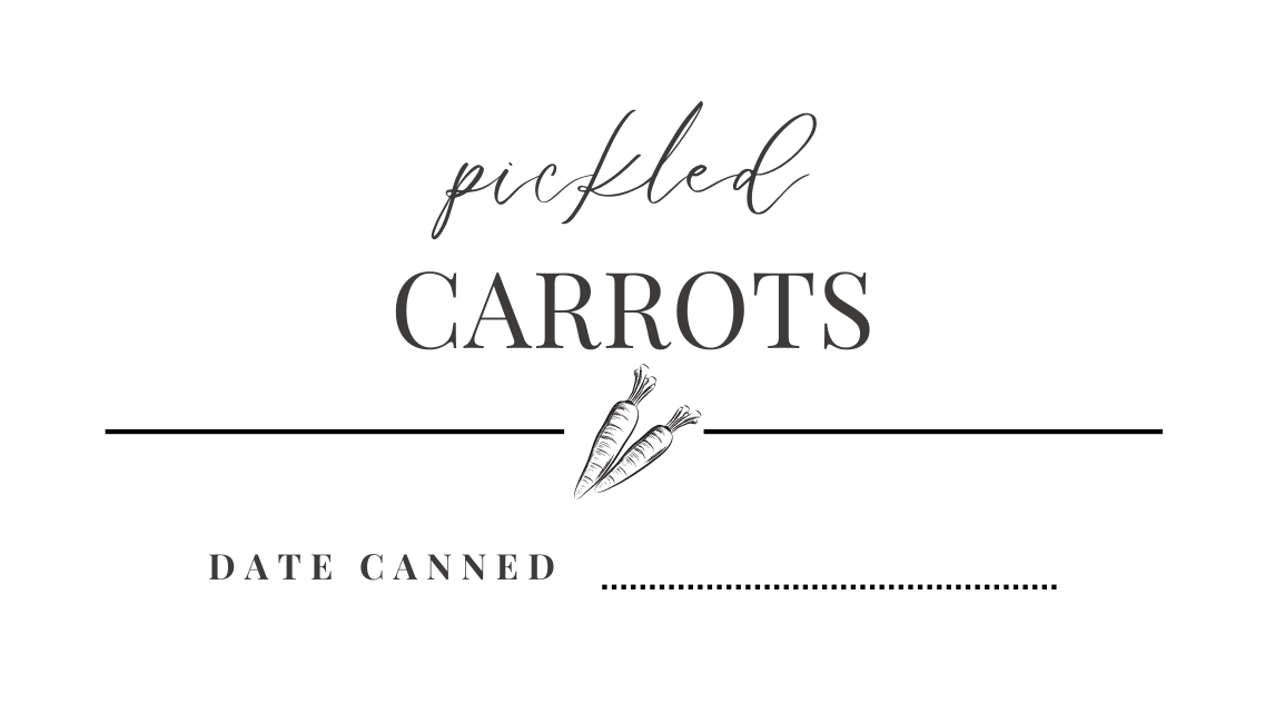 Pickled Carrots jar label for printing to tie around jar of pickles.