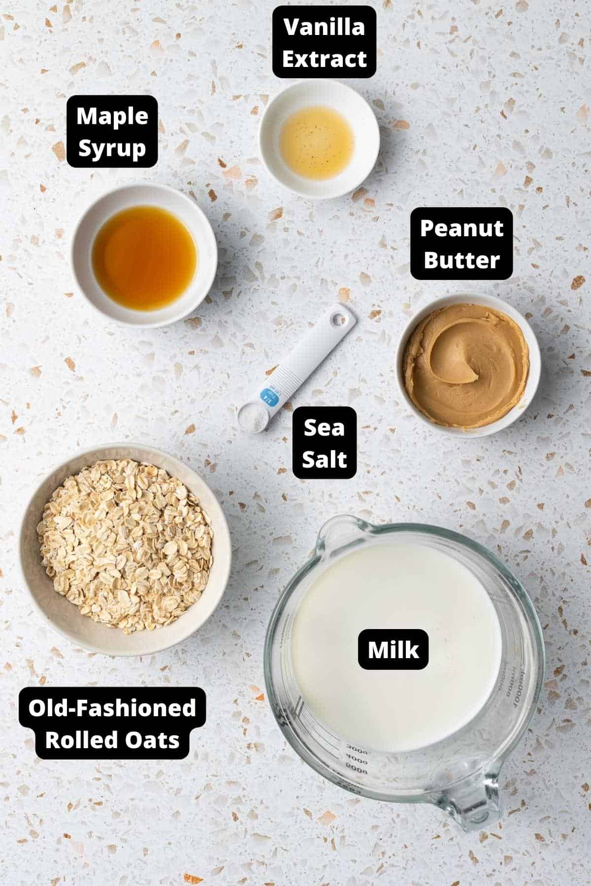 Ingredients in this recipe on a white speckled background.