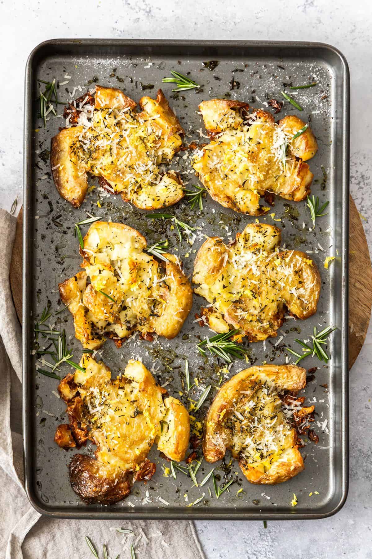 Lemon-Parmesan Crispy Smashed Potatoes