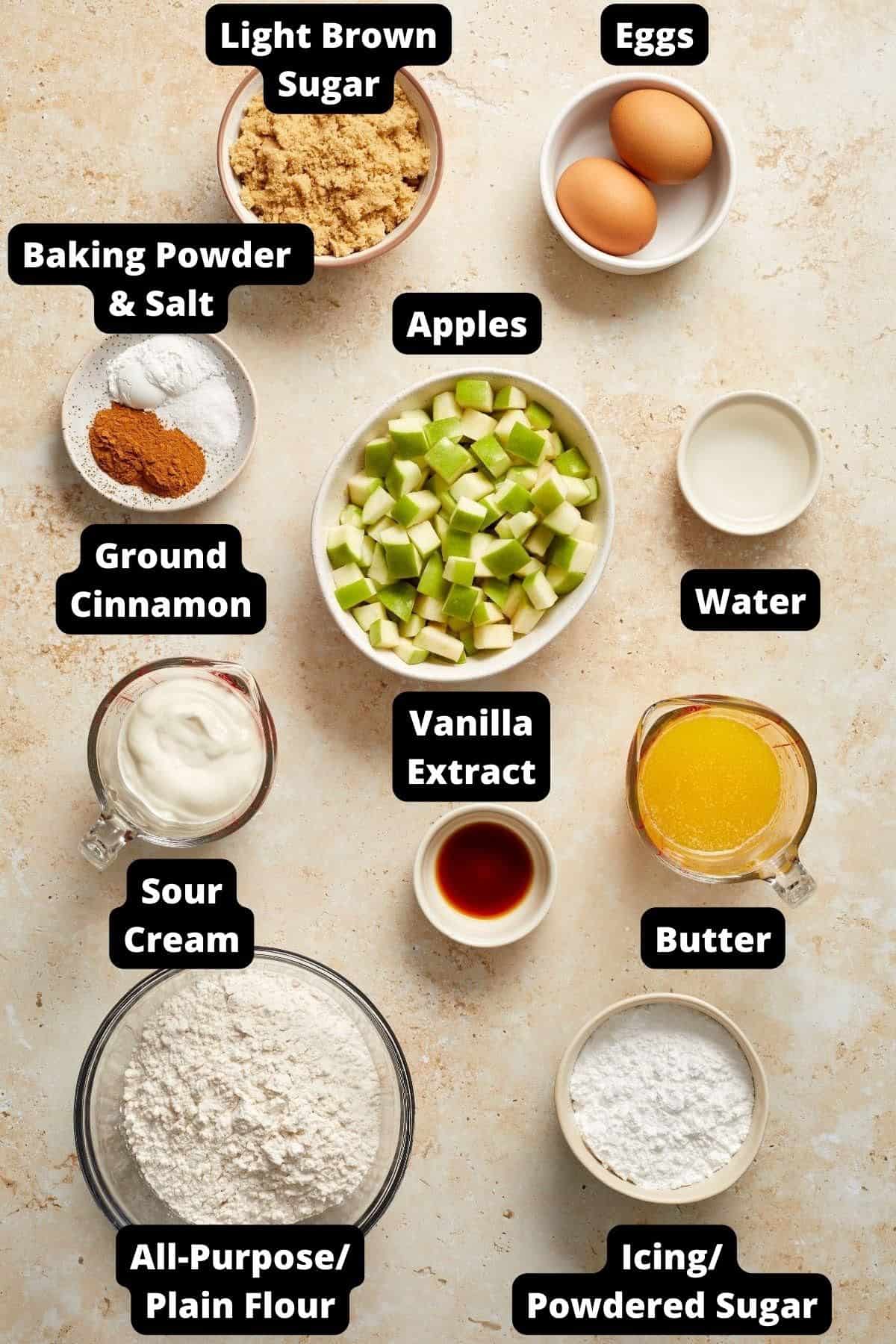Ingredients in this recipe on a white and beige background.