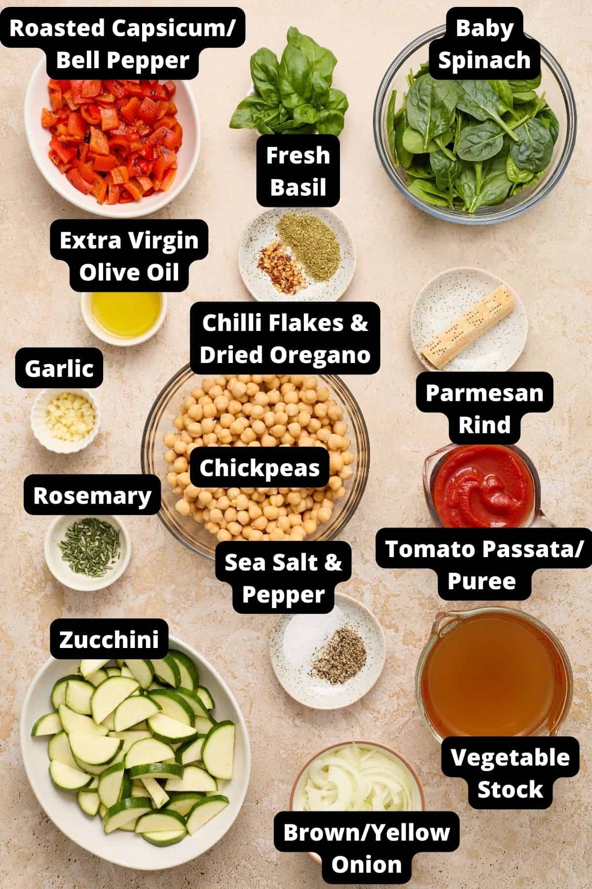 Ingredients in this recipe on a beige and white background.