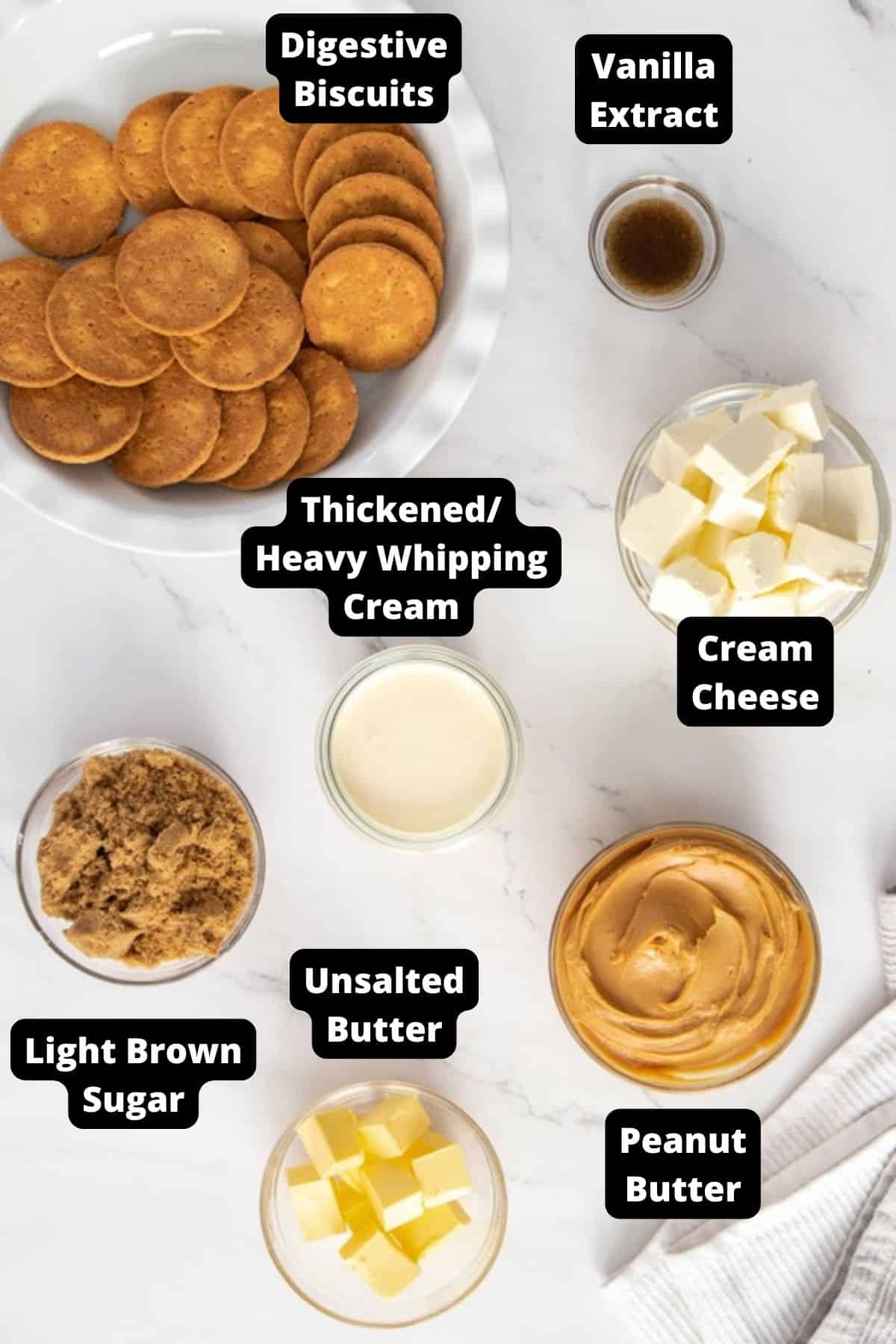 Ingredients in this recipe on a white marble background.