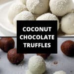 Pinterest image with photos of Coconut Truffles.