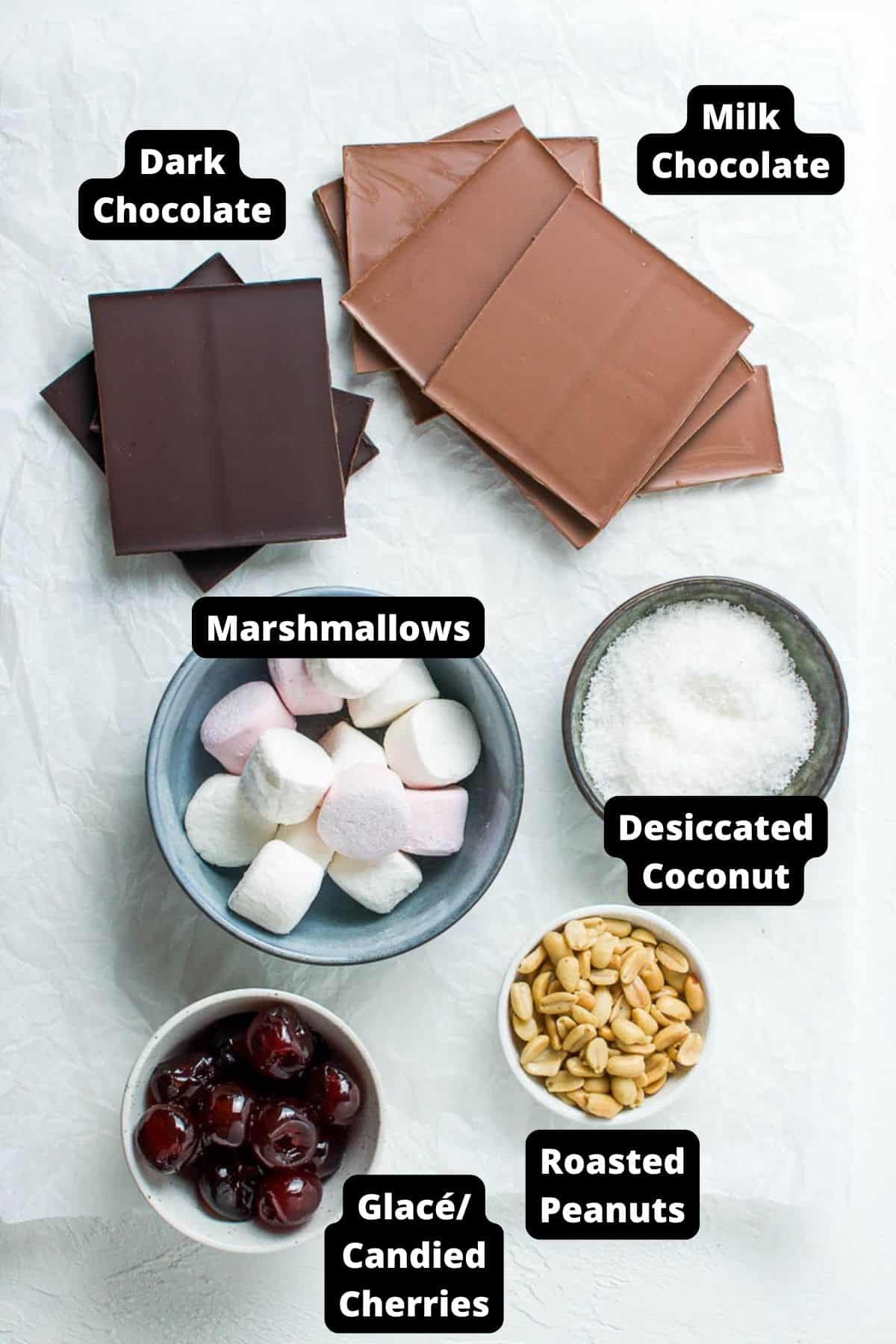 Ingredients in this recipe on a white marble background.