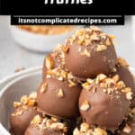 Pinterest image with photo of Hazelnut Truffles.