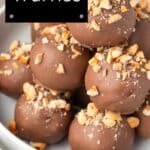 Pinterest image with photo of Hazelnut Truffles.