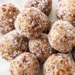 Pinterest image with photo of Salted Caramel Bliss Balls.