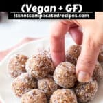 Pinterest image with photo of Salted Caramel Bliss Balls.