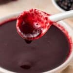 Pinterest image with photo of Blackberry Sauce.