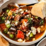 Pinterest image with photo of Mediterranean Lamb Stew.