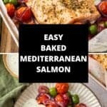 Pinterest image with photos of Mediterranean Salmon.