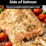 Pinterest image with photo of Mediterranean Salmon.