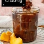 Pinterest image with photo of Apricot Chutney.