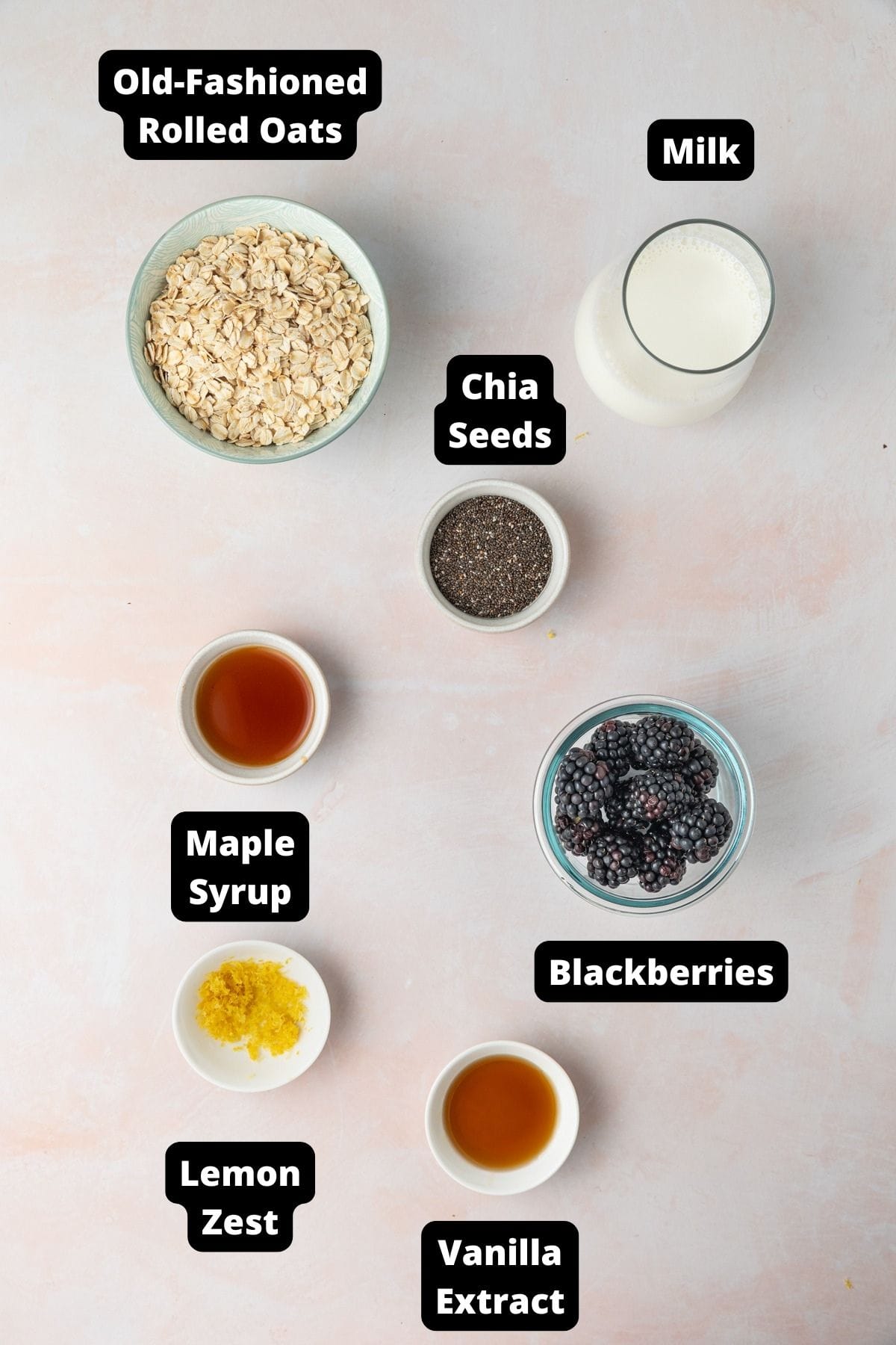 Ingredients in this recipe on a pink marble background.
