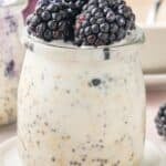Pinterest image with photo of Blackberry Overnight Oats.