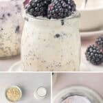 Pinterest image with photos of Blackberry Overnight Oats.