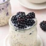 Pinterest image with photo of Blackberry Overnight Oats.