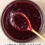 Pinterest image with photo of Easy Cherry Sauce.
