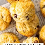 Pinterest image with photo of Chocolate Chip Scones.