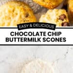 Pinterest image with photos of Chocolate Chip Scones.